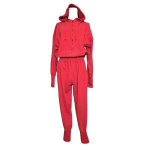 FP Movement Red Heather Training Day Sweat Jumpsuit Hooded Medium